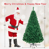 带实心金属支架的人造 PVC 铰链圣诞树 - 6 英尺 Artificial PVC Hinged Christmas Tree with Solid Metal Stand-6 ft