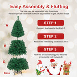 带实心金属支架的人造 PVC 铰链圣诞树 - 6 英尺 Artificial PVC Hinged Christmas Tree with Solid Metal Stand-6 ft