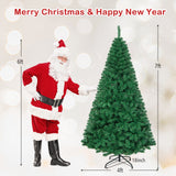 带实心金属支架的人造 PVC 铰链圣诞树 - 7 英尺 Artificial PVC Hinged Christmas Tree with Solid Metal Stand-7 ft