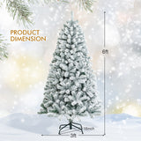 6 英尺人造雪装饰植绒铰链圣诞树带金属支架 6 Feet Artificial Snow Decorated Flocked Hinged Christmas Tree with Metal Stand