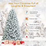 6 英尺人造雪装饰植绒铰链圣诞树带金属支架 6 Feet Artificial Snow Decorated Flocked Hinged Christmas Tree with Metal Stand