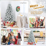 6 英尺人造雪装饰植绒铰链圣诞树带金属支架 6 Feet Artificial Snow Decorated Flocked Hinged Christmas Tree with Metal Stand