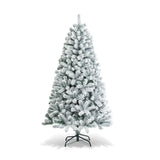 6 英尺人造雪装饰植绒铰链圣诞树带金属支架 6 Feet Artificial Snow Decorated Flocked Hinged Christmas Tree with Metal Stand