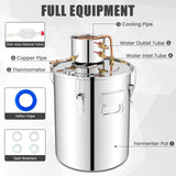 10 加仑 40 升水酒精蒸馏器，带 2 个不锈钢锅 - 10 加仑 10 Gal 40 L Water Alcohol Distiller with 2 Stainless Steel Pots-10 Gal