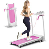 带 12 个预设程序和 LCD 显示屏的折叠跑步机-白色 Folding Treadmill with 12 Preset Programs and LCD Display-White