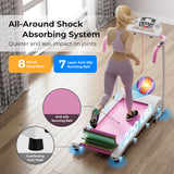 带 12 个预设程序和 LCD 显示屏的折叠跑步机-白色 Folding Treadmill with 12 Preset Programs and LCD Display-White