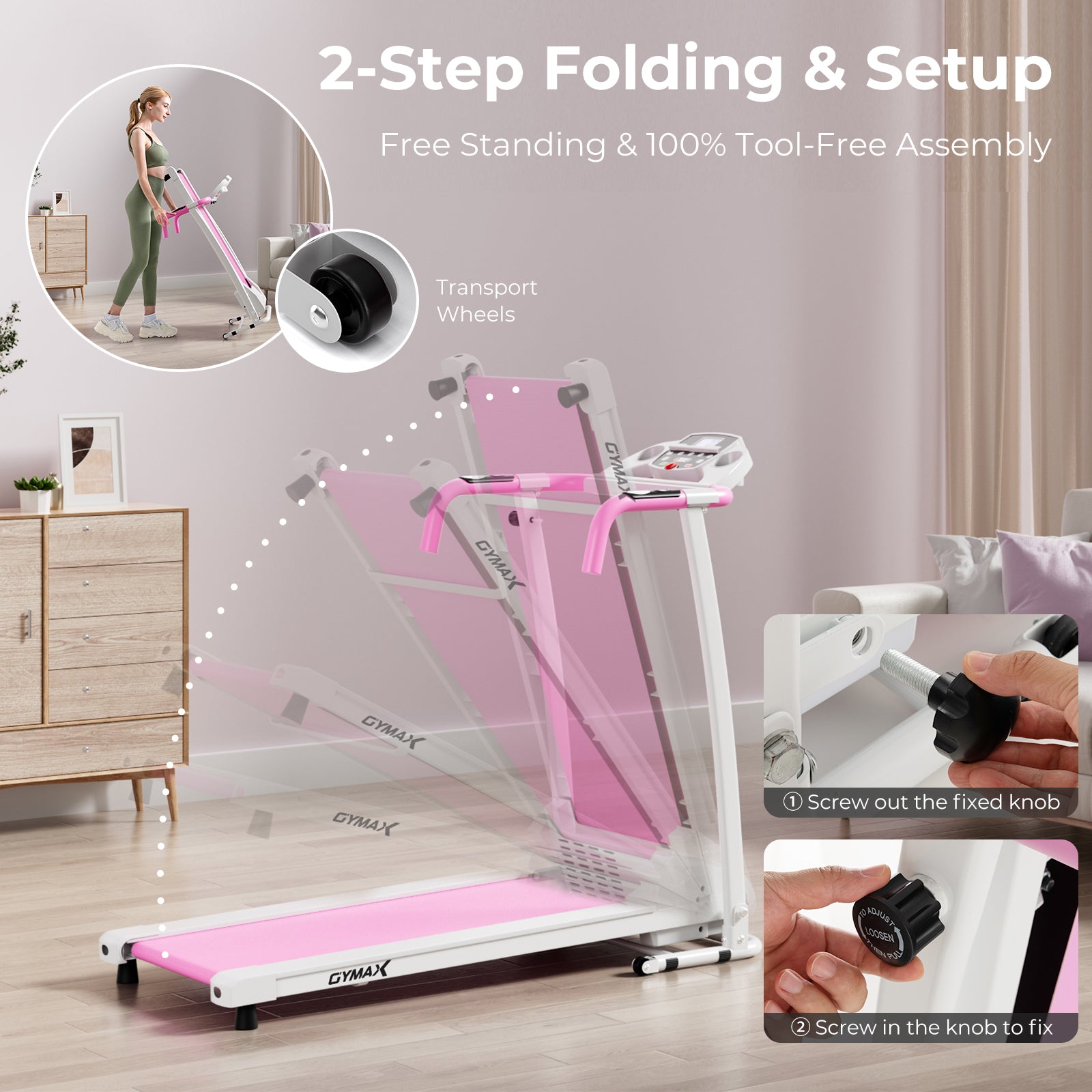 带 12 个预设程序和 LCD 显示屏的折叠跑步机-白色 Folding Treadmill with 12 Preset Programs and LCD Display-White