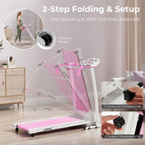 带 12 个预设程序和 LCD 显示屏的折叠跑步机-白色 Folding Treadmill with 12 Preset Programs and LCD Display-White
