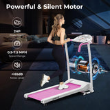 带 12 个预设程序和 LCD 显示屏的折叠跑步机-白色 Folding Treadmill with 12 Preset Programs and LCD Display-White