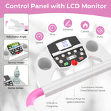 带 12 个预设程序和 LCD 显示屏的折叠跑步机-白色 Folding Treadmill with 12 Preset Programs and LCD Display-White