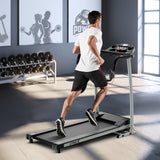 折叠跑步机带 12 个预设程序和 LCD 显示屏-黑色 Folding Treadmill with 12 Preset Programs and LCD Display-Black