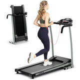折叠跑步机带 12 个预设程序和 LCD 显示屏-黑色 Folding Treadmill with 12 Preset Programs and LCD Display-Black