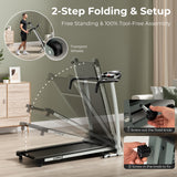 折叠跑步机带 12 个预设程序和 LCD 显示屏-黑色 Folding Treadmill with 12 Preset Programs and LCD Display-Black