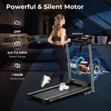 折叠跑步机带 12 个预设程序和 LCD 显示屏-黑色 Folding Treadmill with 12 Preset Programs and LCD Display-Black