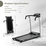 折叠跑步机带 12 个预设程序和 LCD 显示屏-黑色 Folding Treadmill with 12 Preset Programs and LCD Display-Black