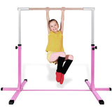 儿童可调节体操杆单杠-粉色 Adjustable Gymnastics Bar Horizontal Bar for Kids-Pink