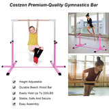 儿童可调节体操杆单杠-粉色 Adjustable Gymnastics Bar Horizontal Bar for Kids-Pink