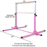 儿童可调节体操杆单杠-粉色 Adjustable Gymnastics Bar Horizontal Bar for Kids-Pink