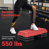 29 英寸可调节健身有氧踏步运动平台 - 红色 29 Inch Adjustable Workout Fitness Aerobic Stepper Exercise Platform-Red