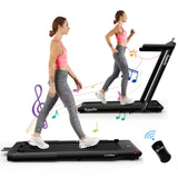 2.25HP 二合一折叠跑步机 带APP音箱遥控-黑色 2.25HP 2 in 1 Folding Treadmill with APP Speaker Remote Control-Black