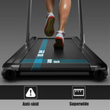 2.25HP 二合一折叠跑步机 带APP音箱遥控-黑色 2.25HP 2 in 1 Folding Treadmill with APP Speaker Remote Control-Black