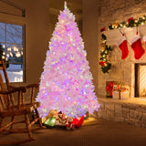 7 英尺植绒人造圣诞树，配有 500 个 LED 灯和 1200 个树枝 7 Feet Flocked Artificial Christmas Tree with 500 LED Lights and 1200 Branches