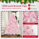 7 英尺植绒人造圣诞树，配有 500 个 LED 灯和 1200 个树枝 7 Feet Flocked Artificial Christmas Tree with 500 LED Lights and 1200 Branches