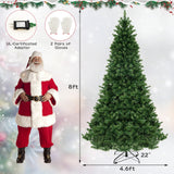 6/7/8 英尺铰接式圣诞树，带 PVC 树枝尖端暖白色 LED 灯 - 8 英尺 6/7/8 Feet Hinged Christmas Tree with PVC Branch Tips Warm White LED Lights-8 ft