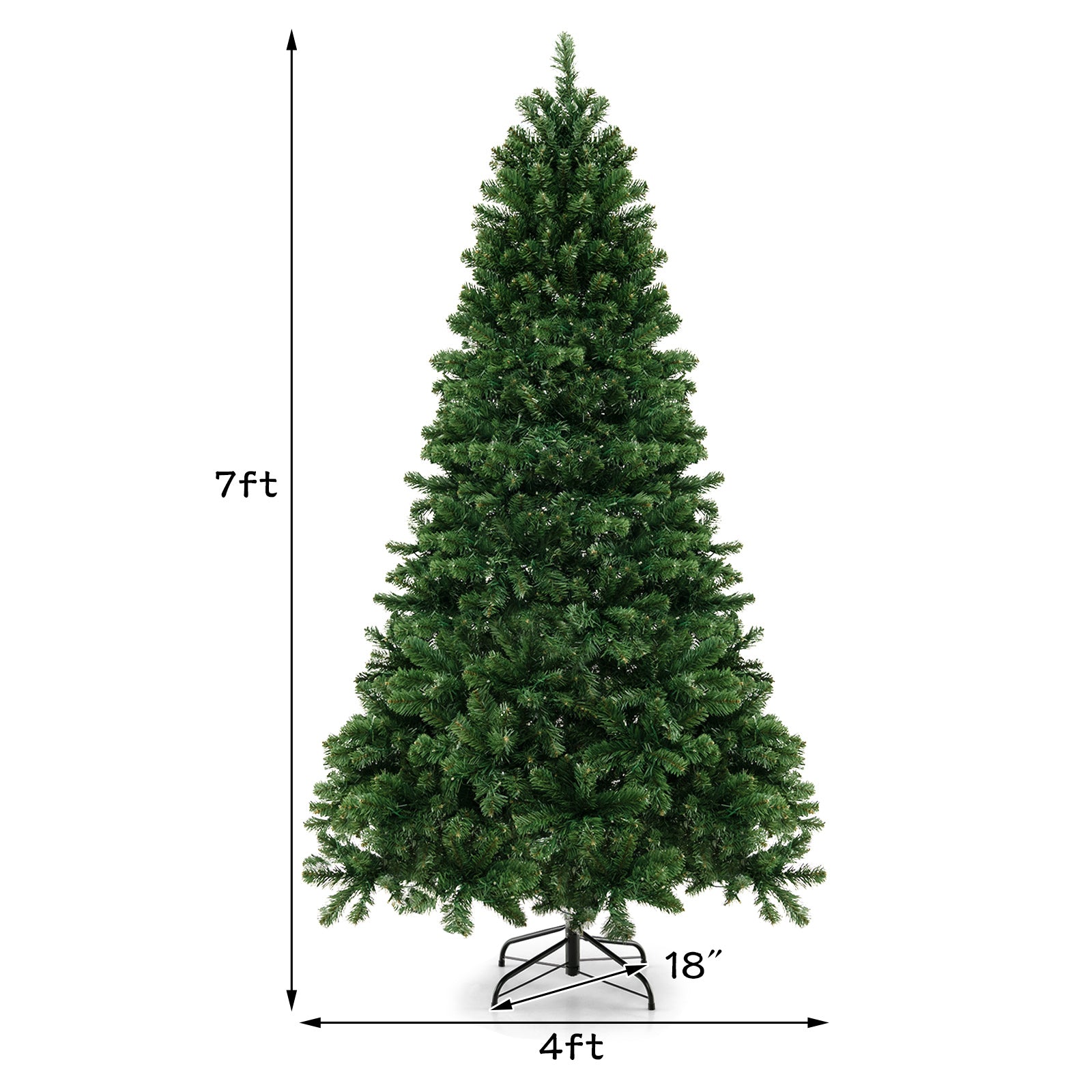 6/7/8 英尺铰接式圣诞树，带 PVC 树枝尖端暖白色 LED 灯 - 7 英尺 6/7/8 Feet Hinged Christmas Tree with PVC Branch Tips Warm White LED Lights-7 ft
