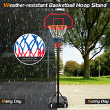 可调节儿童篮球架，配有耐用的网和轮子 Adjustable Kids' Basketball Hoop Stand with Durable Net and Wheel