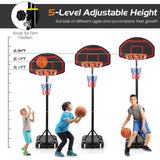 可调节儿童篮球架，配有耐用的网和轮子 Adjustable Kids' Basketball Hoop Stand with Durable Net and Wheel