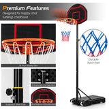 可调节儿童篮球架，配有耐用的网和轮子 Adjustable Kids' Basketball Hoop Stand with Durable Net and Wheel