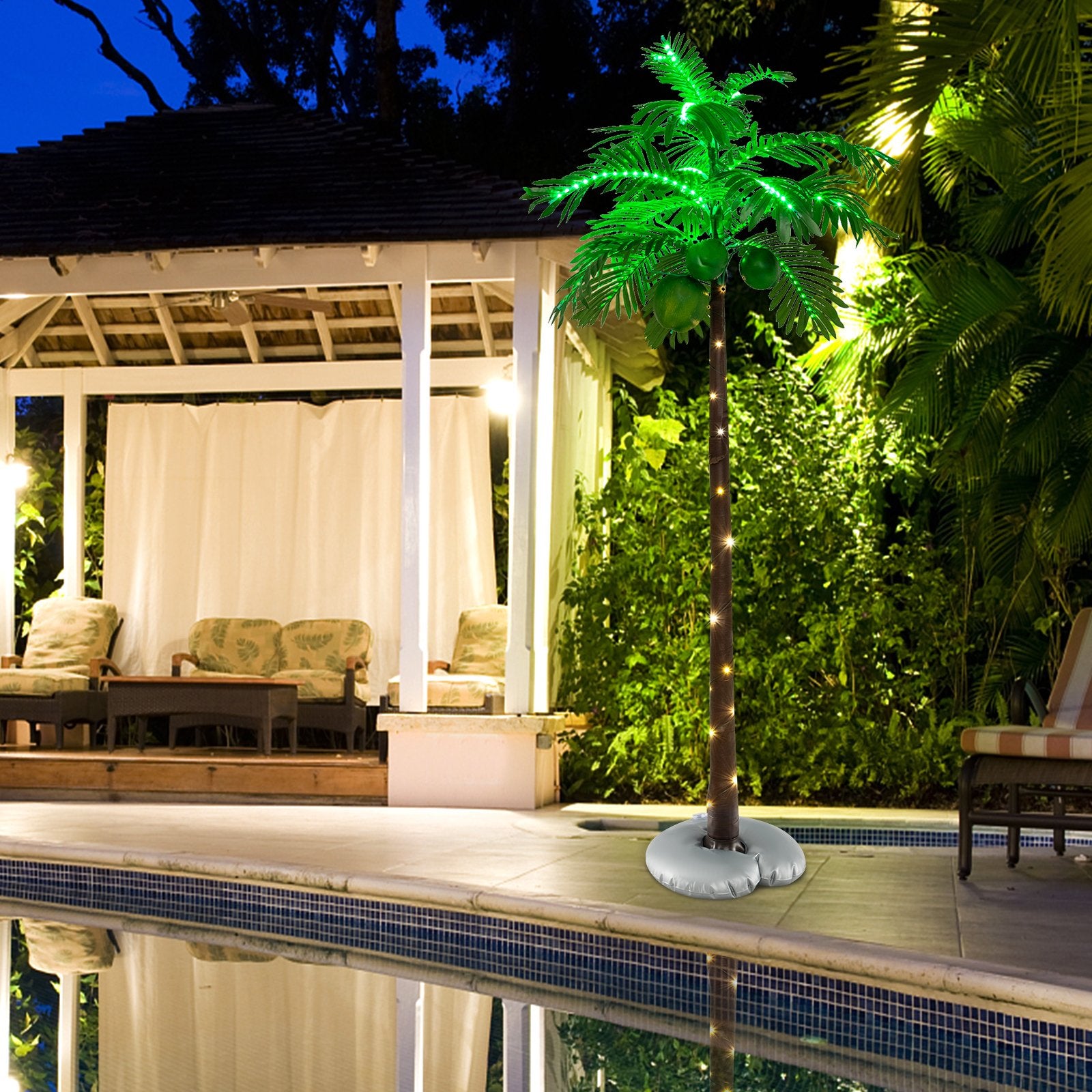 6 英尺 LED 发光人造棕榈树夏威夷风格热带带水袋 6 FT LED Lighted Artificial Palm Tree Hawaiian Style Tropical with Water Bag