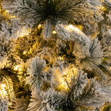 植绒圣诞树，配有 250 个暖白色 LED 灯和 752 个混合树枝尖 - 6 英尺 Flocked Christmas Tree with 250 Warm White LED Lights and 752 Mixed Branch Tips-6ft