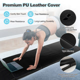 折叠体操垫带提手和防汗可拆卸 PU 皮套 - 黑色 Folding Gymnastics Mat with Carry Handles and Sweatproof Detachable PU Leather Cover-Black