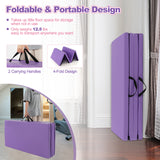 折叠体操垫带提手和防汗可拆卸 PU 皮套 - 紫色 Folding Gymnastics Mat with Carry Handles and Sweatproof Detachable PU Leather Cover-Purple