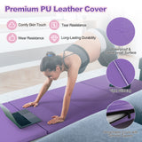 折叠体操垫带提手和防汗可拆卸 PU 皮套 - 紫色 Folding Gymnastics Mat with Carry Handles and Sweatproof Detachable PU Leather Cover-Purple