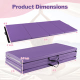 折叠体操垫带提手和防汗可拆卸 PU 皮套 - 紫色 Folding Gymnastics Mat with Carry Handles and Sweatproof Detachable PU Leather Cover-Purple