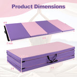 折叠体操垫带提手和防汗可拆卸 PU 皮套 - 粉色 Folding Gymnastics Mat with Carry Handles and Sweatproof Detachable PU Leather Cover-Pink