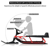 儿童雪橇带方向盘双刹车拉绳-红色 Kids Snow Sled with Steering Wheel and Double Brakes Pull Rope-Red