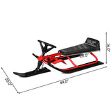 儿童雪橇带方向盘双刹车拉绳-红色 Kids Snow Sled with Steering Wheel and Double Brakes Pull Rope-Red