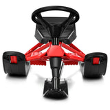 儿童雪橇带方向盘双刹车拉绳-红色 Kids Snow Sled with Steering Wheel and Double Brakes Pull Rope-Red