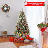 铰接式圣诞树，带 450 个 PVC 树枝尖和 200 个暖白色 LED 灯 - 5 英尺 Hinged Christmas Tree with 450 PVC Branch Tips and 200 Warm White LED Lights-5ft