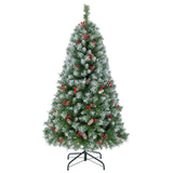 铰接式圣诞树，带 450 个 PVC 树枝尖和 200 个暖白色 LED 灯 - 5 英尺 Hinged Christmas Tree with 450 PVC Branch Tips and 200 Warm White LED Lights-5ft