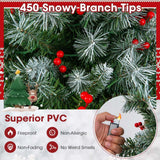 铰接式圣诞树，带 450 个 PVC 树枝尖和 200 个暖白色 LED 灯 - 5 英尺 Hinged Christmas Tree with 450 PVC Branch Tips and 200 Warm White LED Lights-5ft