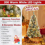 铰接式圣诞树，带 450 个 PVC 树枝尖和 200 个暖白色 LED 灯 - 5 英尺 Hinged Christmas Tree with 450 PVC Branch Tips and 200 Warm White LED Lights-5ft