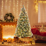 铰接式圣诞树，带 450 个 PVC 树枝尖和 200 个暖白色 LED 灯 - 6.5 英尺 Hinged Christmas Tree with 450 PVC Branch Tips and 200 Warm White LED Lights-6.5 ft