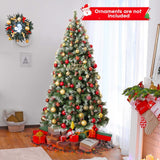 铰接式圣诞树，带 450 个 PVC 树枝尖和 200 个暖白色 LED 灯 - 6.5 英尺 Hinged Christmas Tree with 450 PVC Branch Tips and 200 Warm White LED Lights-6.5 ft