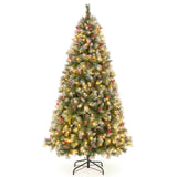 铰接式圣诞树，带 450 个 PVC 树枝尖和 200 个暖白色 LED 灯 - 6.5 英尺 Hinged Christmas Tree with 450 PVC Branch Tips and 200 Warm White LED Lights-6.5 ft