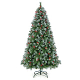 铰接式圣诞树，带 450 个 PVC 树枝尖和 200 个暖白色 LED 灯 - 6.5 英尺 Hinged Christmas Tree with 450 PVC Branch Tips and 200 Warm White LED Lights-6.5 ft